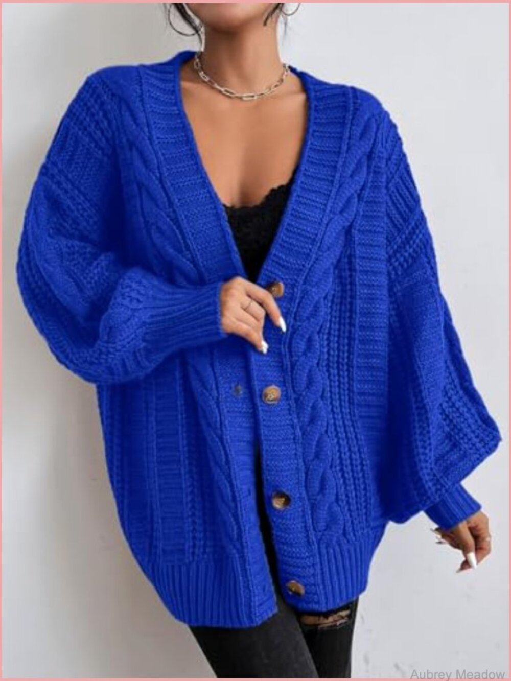 Women's Chunky Cable Knit Cardigan Sweater Button Up Long Sleeve Winter Coat - Picture 4 of 7